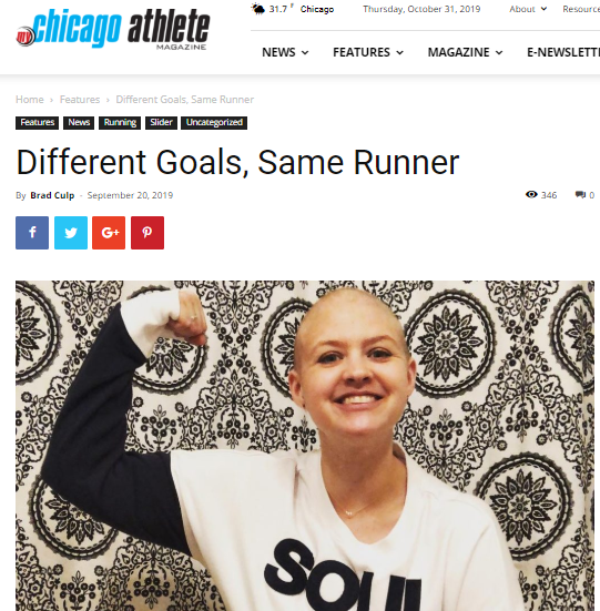 Chicago Athlete story about the Great Pink Run and breast cancer survivor Lexi Feidler